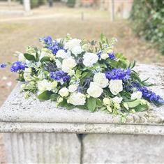Blue &amp; White Casket Spray