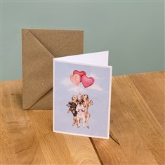Dogs &amp; Heart Balloons Greeting Card