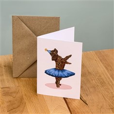 Dancing Dog Ballerina Greeting Card